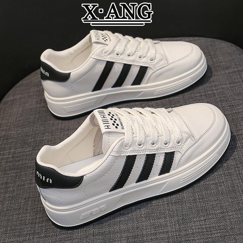 Leather little white shoes women's shoes 2025 early spring fashion versatile platform sole single shoes soft sole casual shoes sports shoes board s