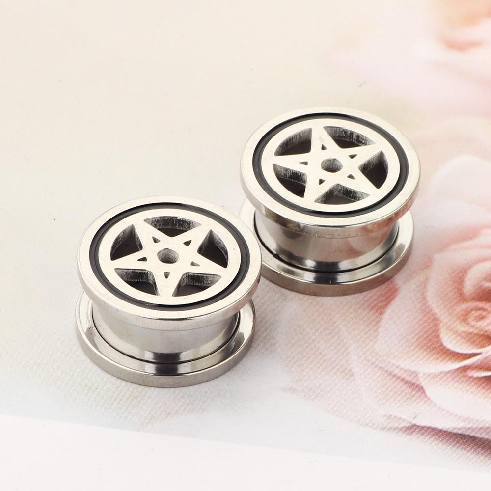 Stainless Steel Five-Pointed Star Ear Expander Earrings