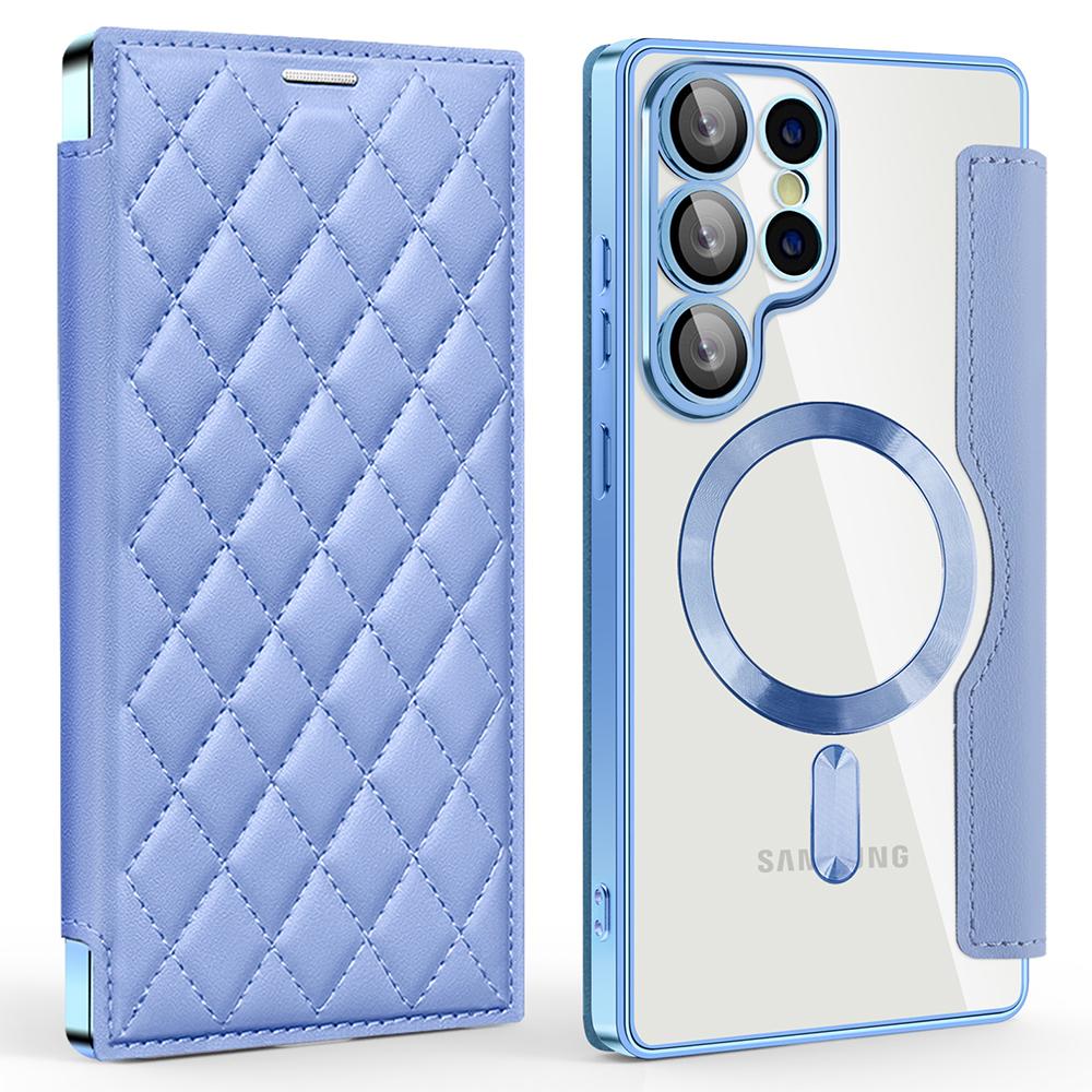 Do etui Samsung Galaxy S25 Ultra kompatybilne z MagSafe Rhombus PU Leather Phone Cover