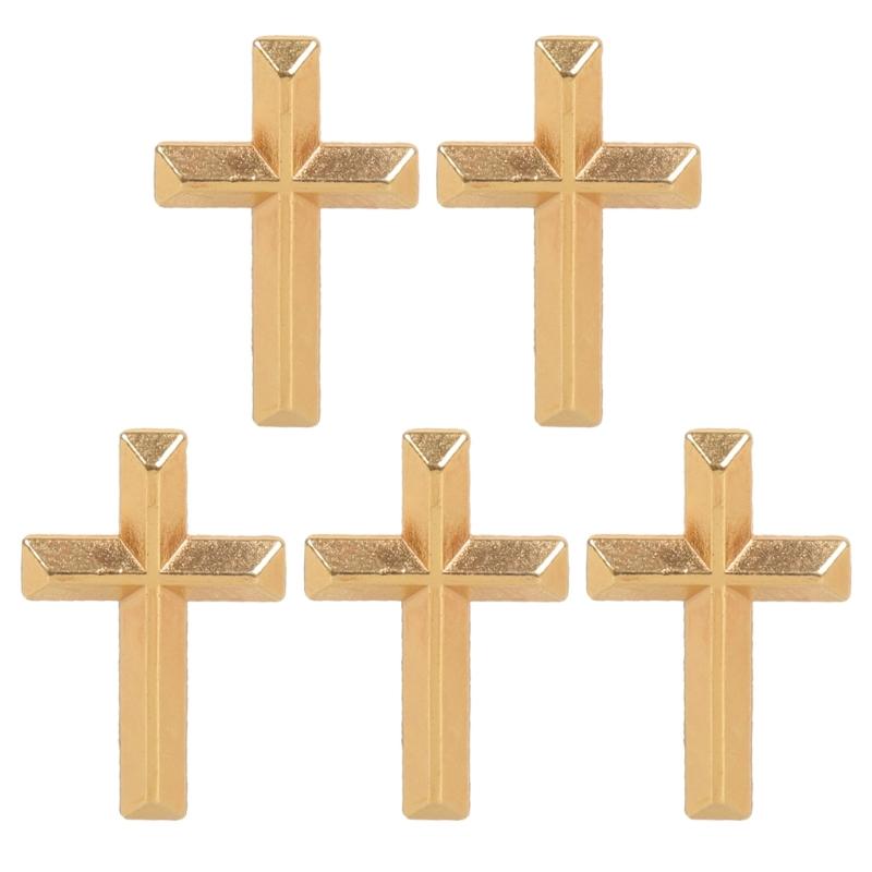 5pcs Elegant Gold Crucifix Brooch Handmade Unisex Alloy Badge Corsage Pin for Religious Event and Fashionable Outfits