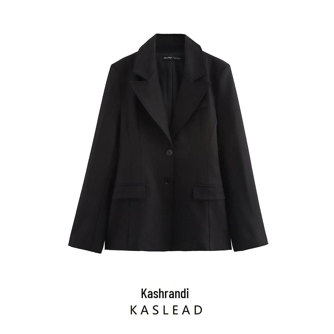 

2024 Winter Women s European & American Style Slim Fit Padded Shoulder Suit Jacket XS