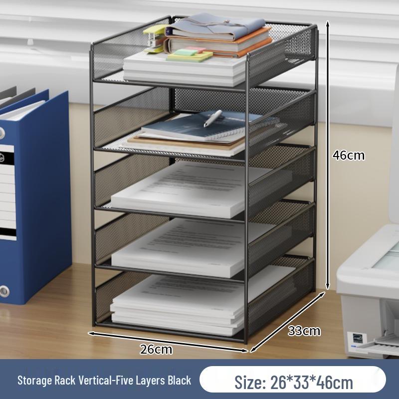Multi-Layer Desktop File Organizer: A4 Rack & Storage Shelf for Office
