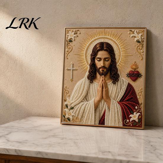 Faux Pearl Art Kit Faith Painting Kit, Virgin Mary DIY Religious Wall Decor Craft Set, Handmade Home for Christian Prayer Corners 3D