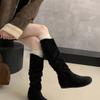 Retro Niche Stack Long Boots: Women's Thick-Soled High-Top French Autumn/Winter Knight Western Boots by Birkenstock