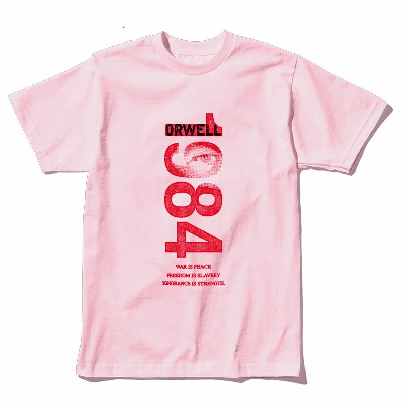 Coolmind U0014-T2 1984 Graphic Print Men T Shirt O-Neck Loose Tshirt Men 100% Cotton Tee Shirts