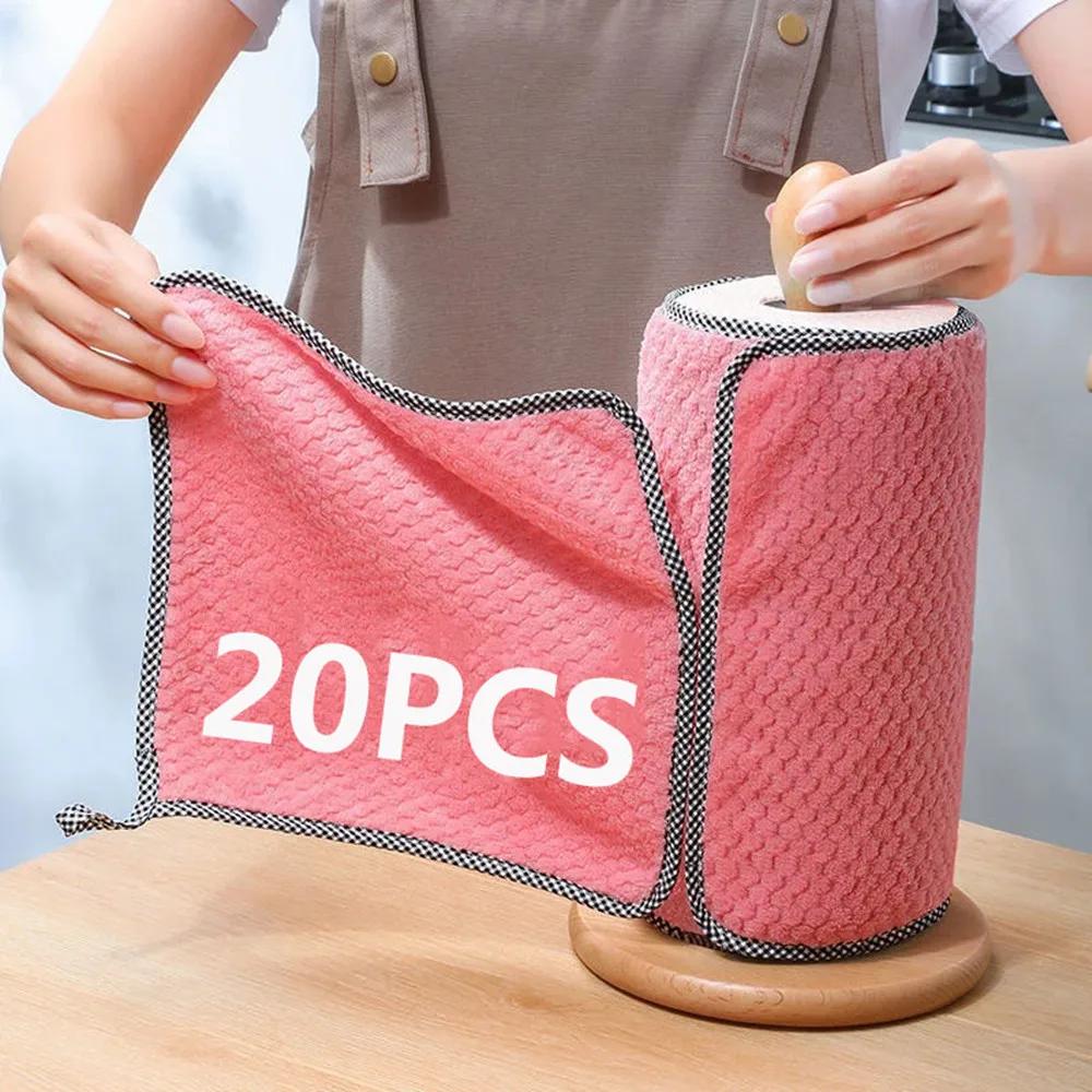 10/1Pc Kitchen Towels Dishcloths Microfiber Towels Absorbent Kitchen Cleaning Cloth Non-Stick Oil Thickened Table Cleaning Cloth