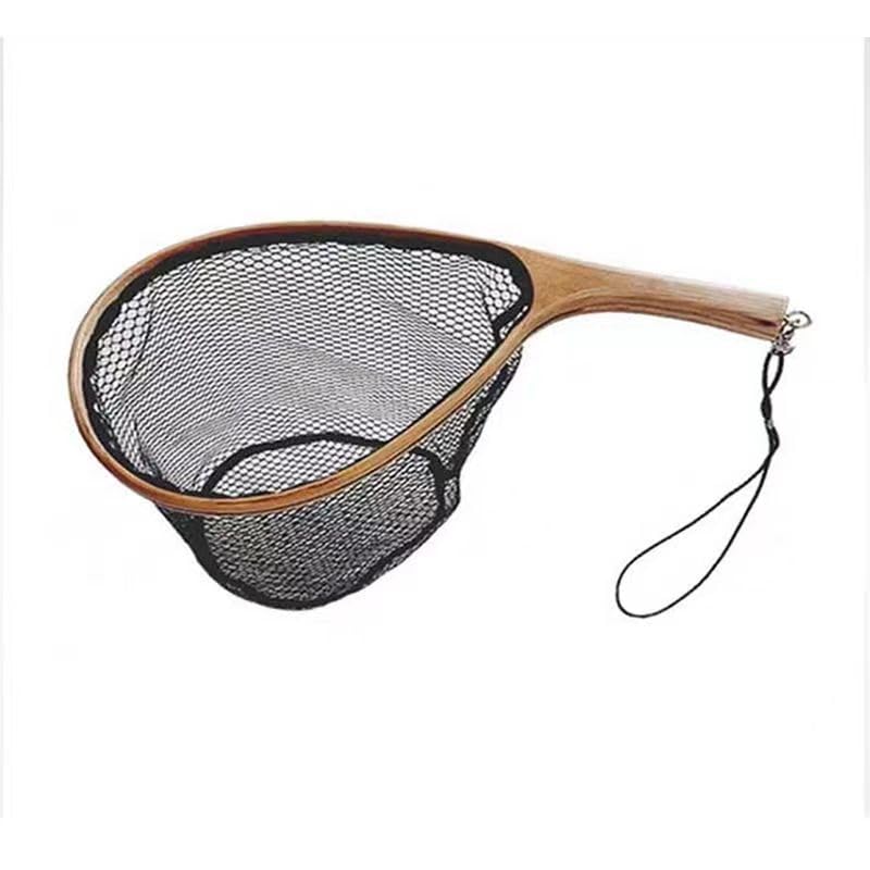 NISSHIN Landing Net S Curved Pattern Rubber Mountain Stream Embankment Sea Fishing Fishing Gear Tamo Net Wooden Frame Lightweight Fishing Net Fly