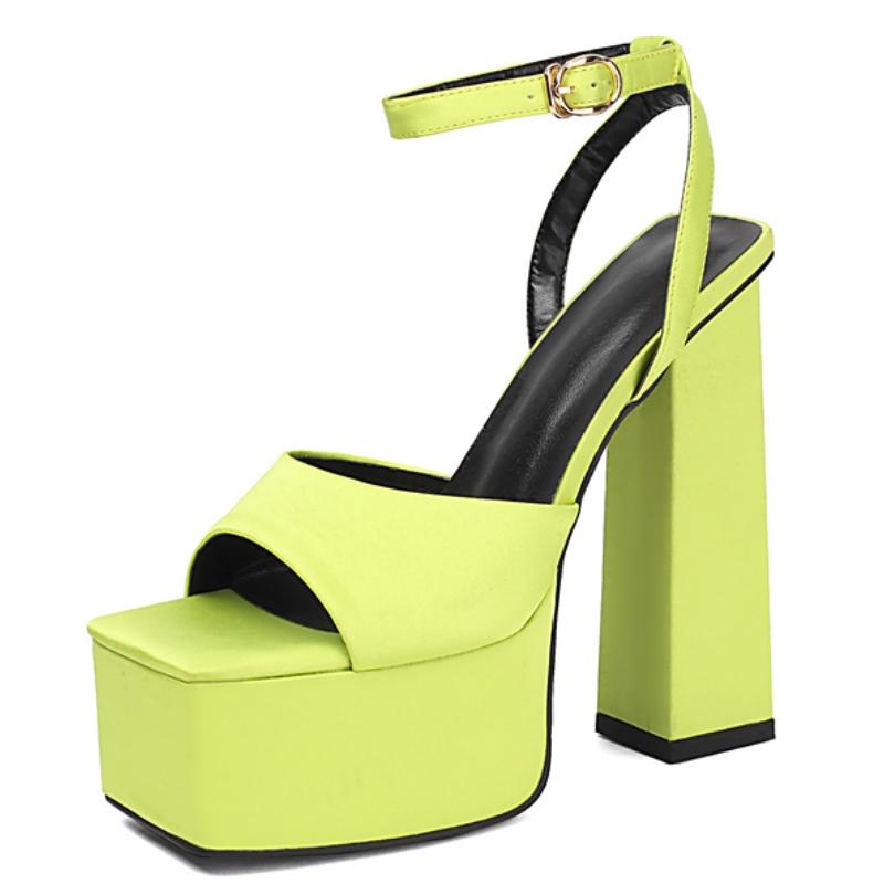 Women's Sandals Shoes Summer 2025 Platform Block High Heels Ankle Strap Blue White Pink Red Wedding Dance Fetish Shoes Ladies