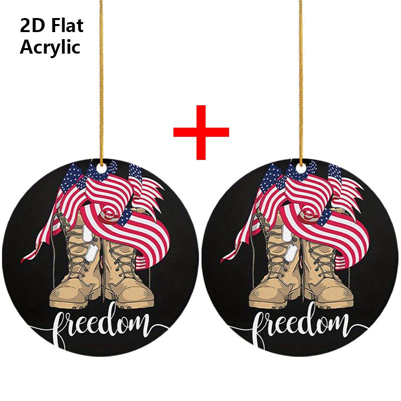 2D Flat "FREEDOM" Patriotic Military Boots Acrylic Decoration Sign, American Flag Design, Suitable for wall decoration, porch, room, villa, accents Ho