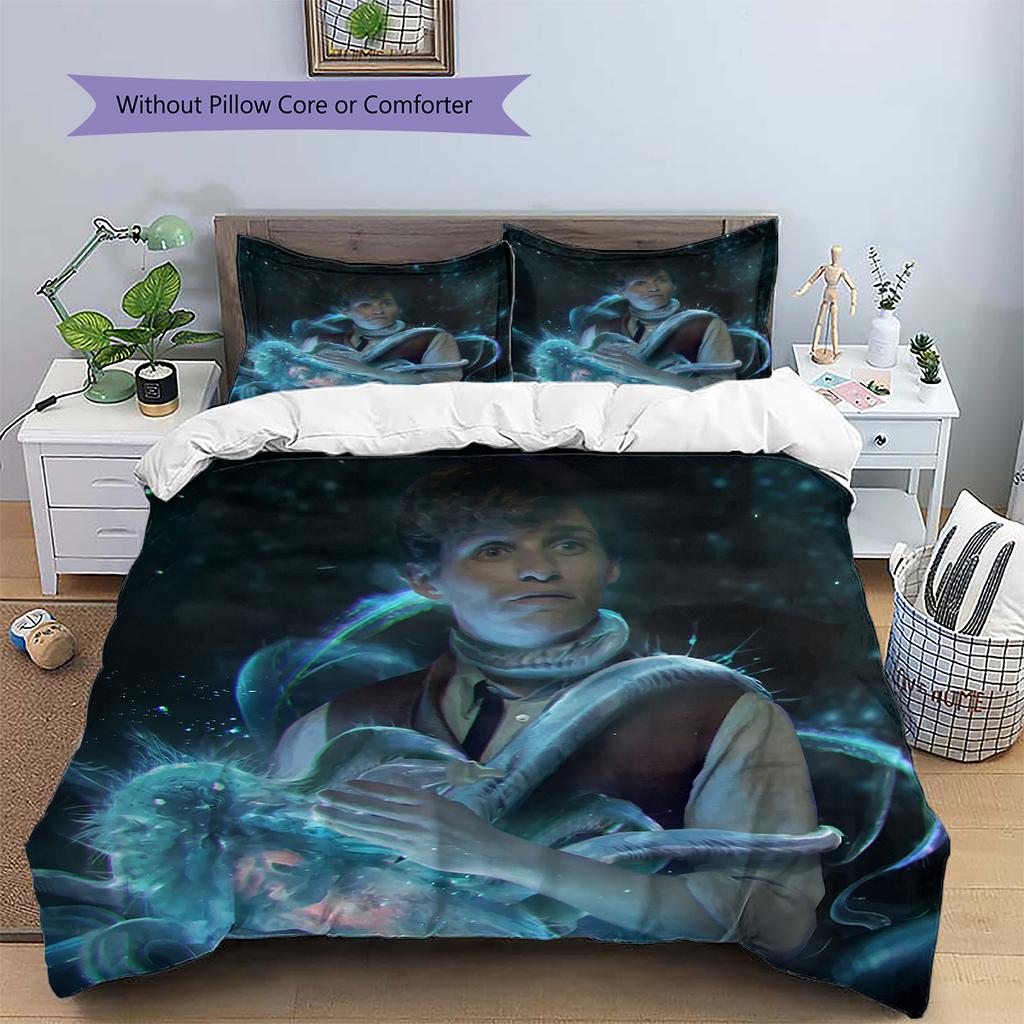 Fantastic Beasts Cute Printed Bedding Set Duvet Cover Pillowcase No Filler, Soft Home Bedroom Decor, Perfect Gift for Fans.chl