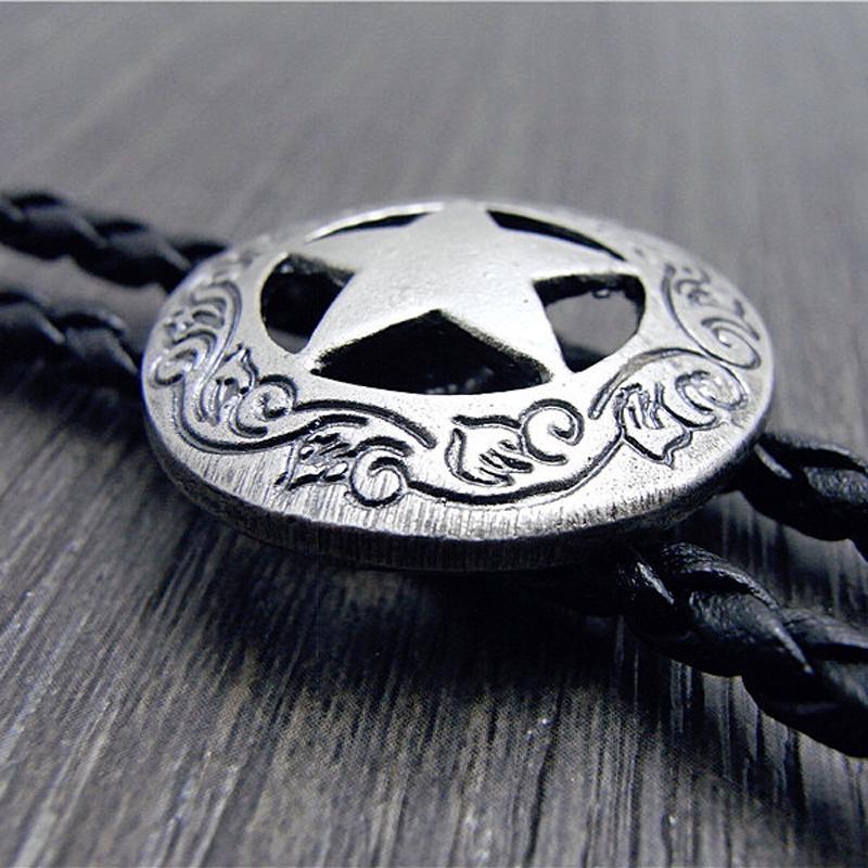 Retro Texas Sheriffstern Western Cowboy Herren Bolo Krawatte Lederseil