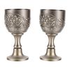 2 Pack Vintage Wine Glasses Metal Goblets Rose Flower Embossed Antique Bronze Finish Decorative Cups for Home Bar
