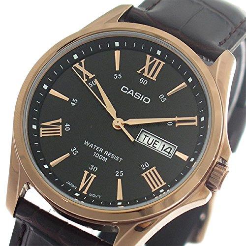 Casio Quartz Men s Wristwatch MTP-1384L-1A Black Dark Brown