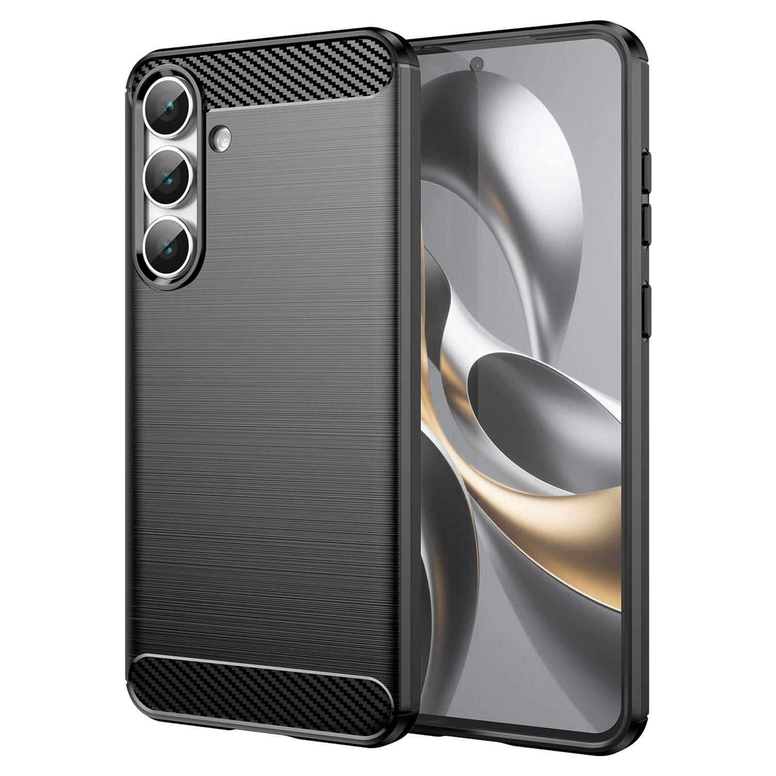 

For Samsung Galaxy S25 FE Case Protective Phone Cover Carbon Fiber Texture Brushed Black