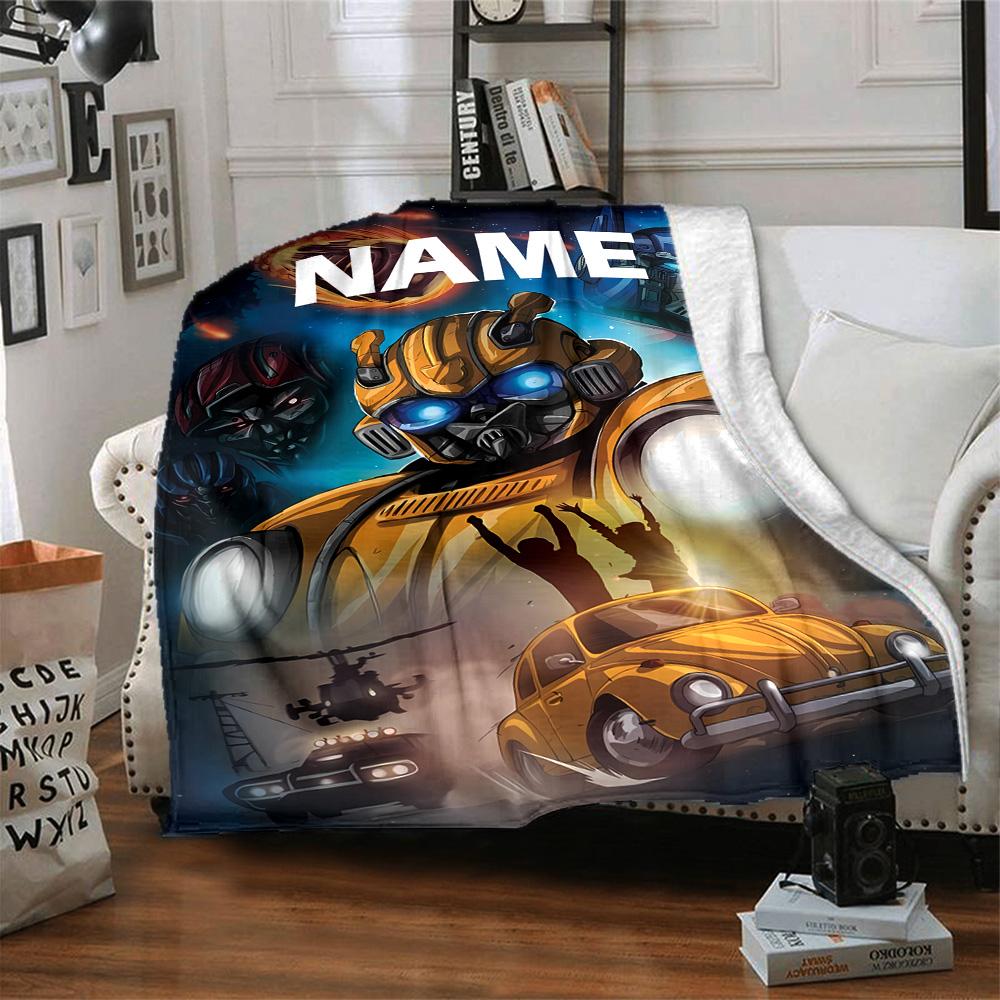 Customizable Bumblebee1 Throw Blanket – Personalized Name, All-Season Cozy Snug Blanket, Machine Washable, Personalized Blanket