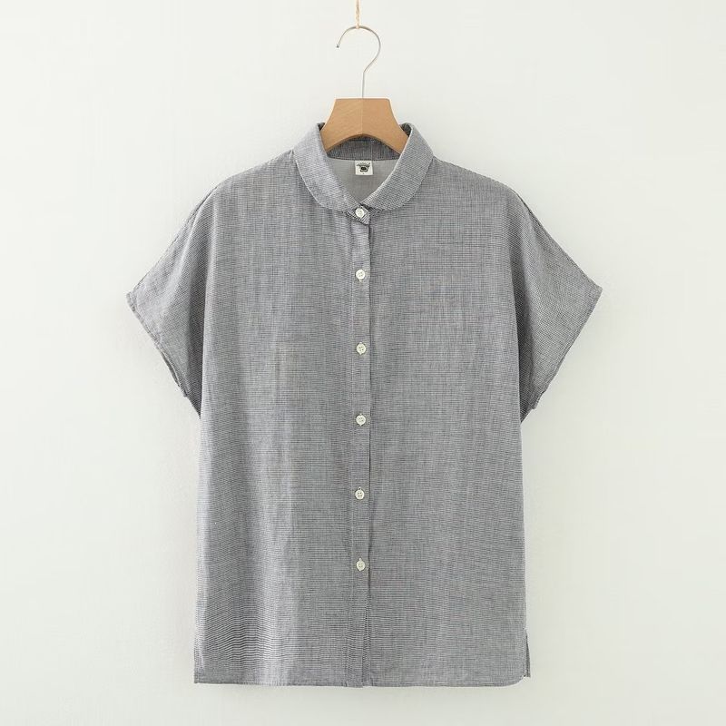 

Питер Пэн Свободный Двухслойный Хлопковый Ярн Короткий Рукав Студенческое Искусство Small black Gingham L 60.00 kg-67.50 kg