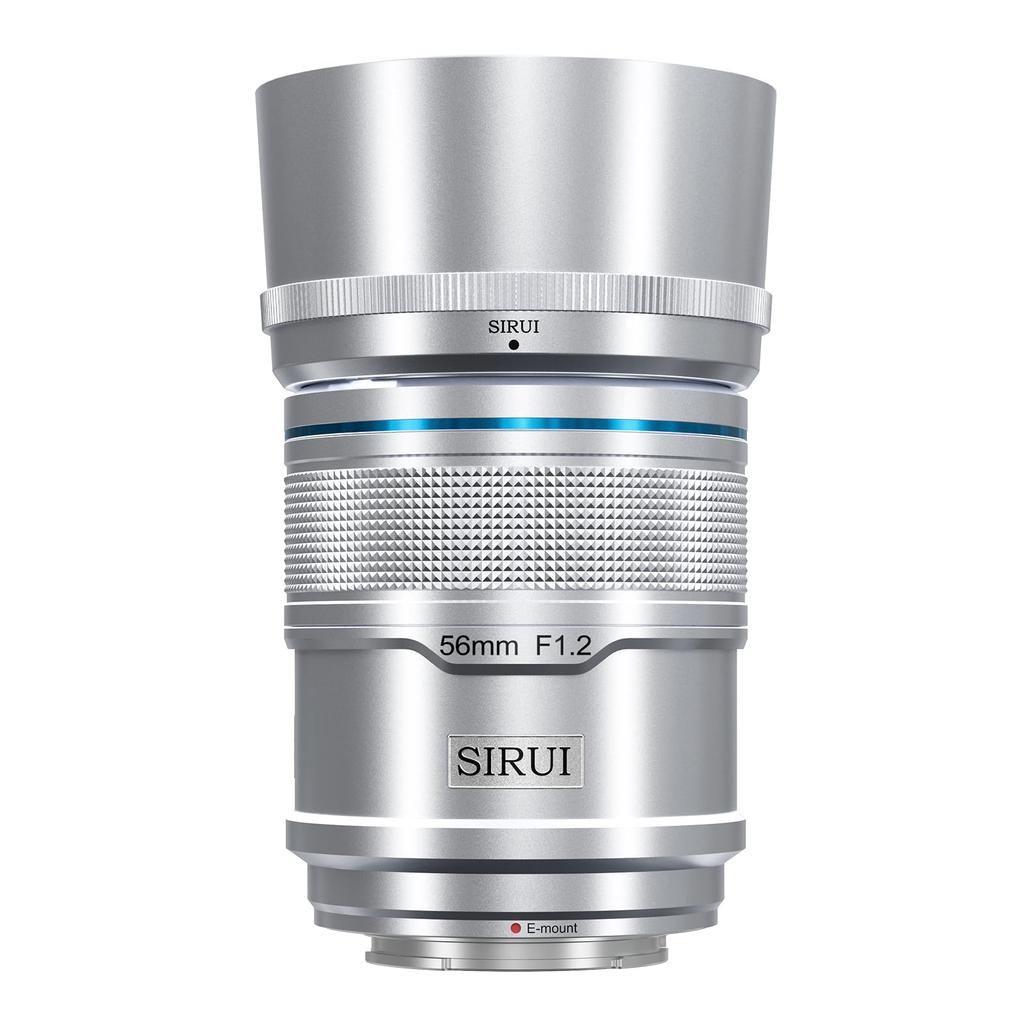 Sirui Sniper 56mm Autofocus Wide Angle Camera Lens A5 A6 A7 FX A9 Series Lens, F1.2 APS-C ZV-E (E Mount, Silver)