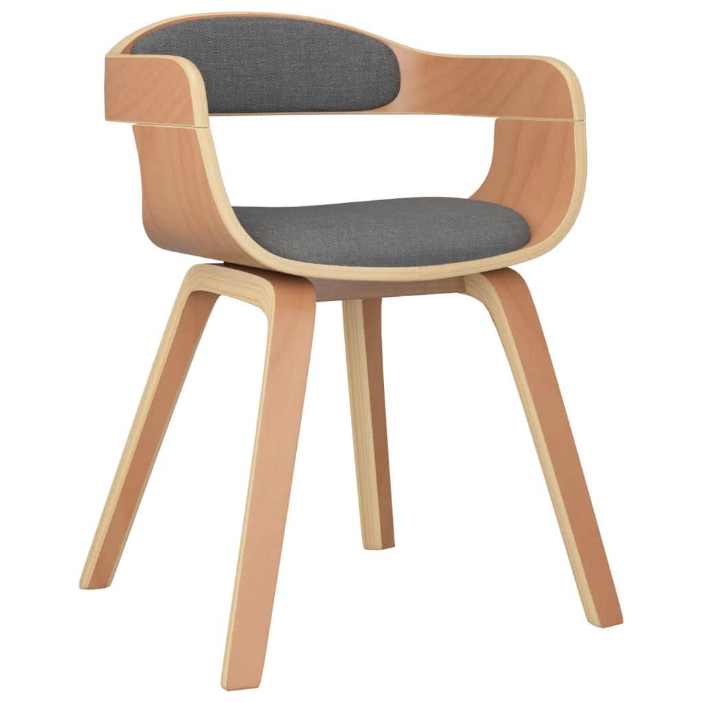 Vidaxl Dining Chair, Light Gray, Bentwood And Fabric