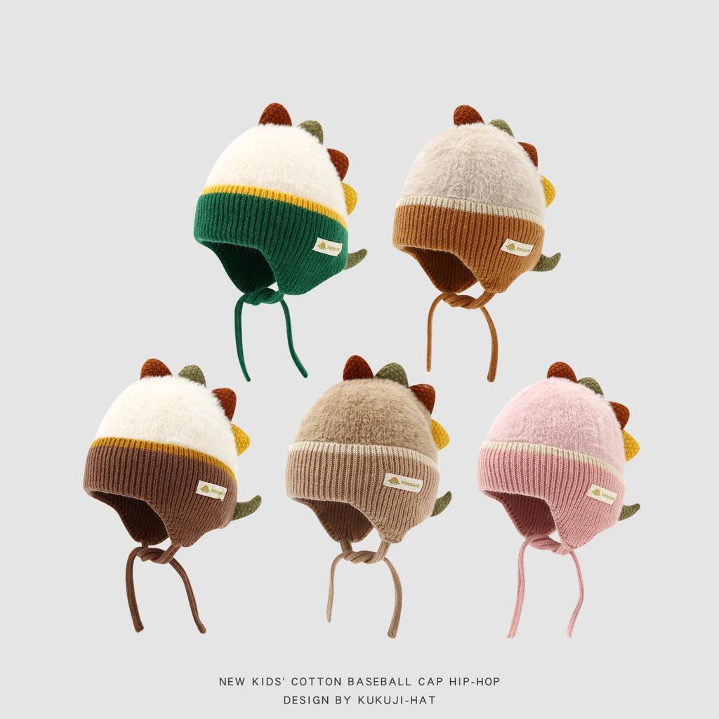 Dinosaur Knitted Winter Wool Hat: Warm, Cute & Colorful Ear Protection for Infants & Toddlers
