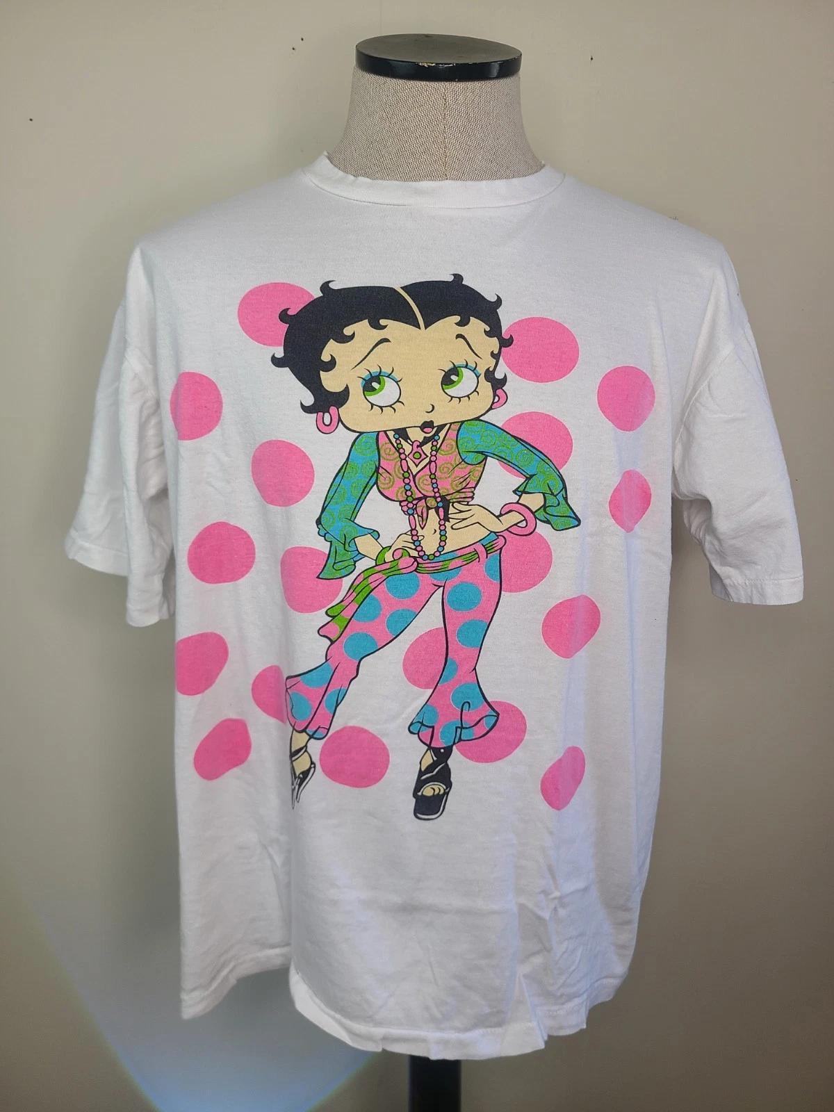 Betty Boop Retro Double-sided Print T Shirt Size XL White 4XL