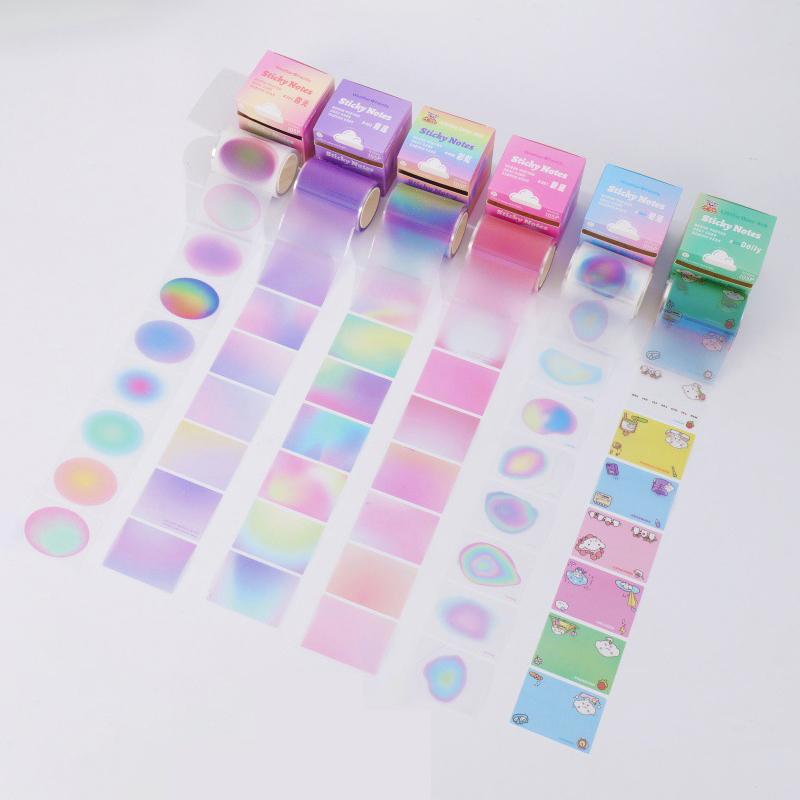 105Sheets Cartoon Transparent Sticky Notes Kawaii Pull-Out Memo Pad Paper Message Paper Cute Handbook Stickers Gifts