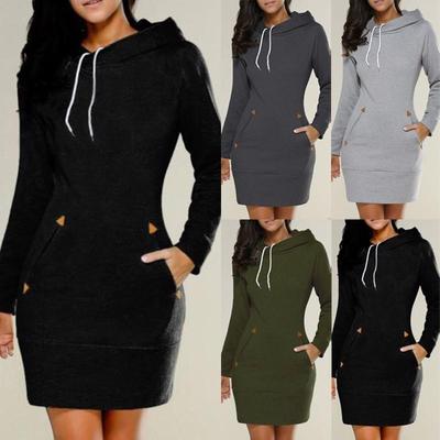 Kadın Moda Sonbahar Elbise Kadın Rahat Uzun Kollu Spor Kazak Hoodies Kazak