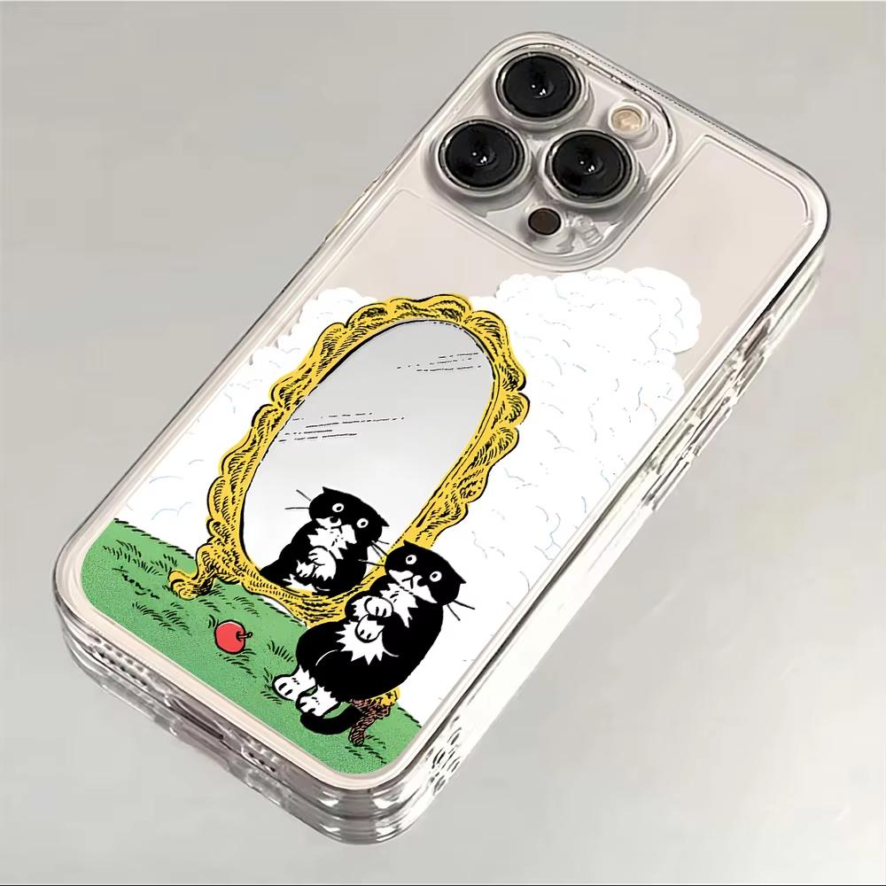 

Lovely Cartoon Black Cat Phone Case For iPhone 17 Air 16 e 15 14 13 12 11 Pro Max Plus Mini SE 2020 2022 Transparent Case iPhone 13 Pro Max