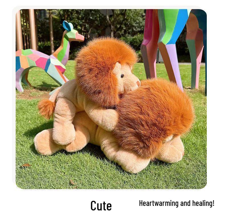 Fluffy Lion Plush Toy for Kids - Zoo Sitting Lion Doll Children's Birthday Gift
