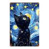 Tin Sign Cat Astronaut Starry Night Wall Decor Vintage Metal Poster Plaque for Home Bar Cafe Garage Funny Space Kitty Painting