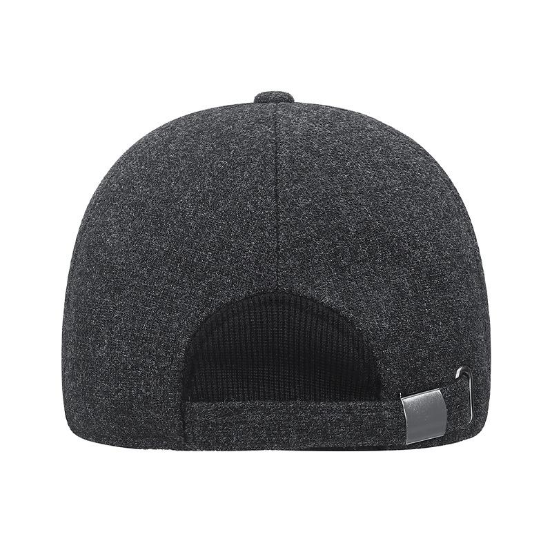Autumn Winter Middle-Aged Hat Men's Woolen Thick Warm Ear Protection Baseball Cap Outdoor Velvet Cold-Proof Cap