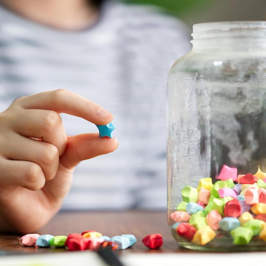 540 Stück doppelseitiges Origami-Sternpapier, Glücksstern-Dekorationspapier zum Falten von Glückssternen, DIY-Handkunsthandwerk, Schulunterricht