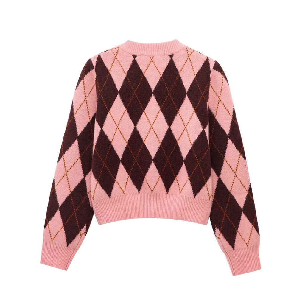 European and American French women's clothing design rhombus jacquard jacket 5755011620
