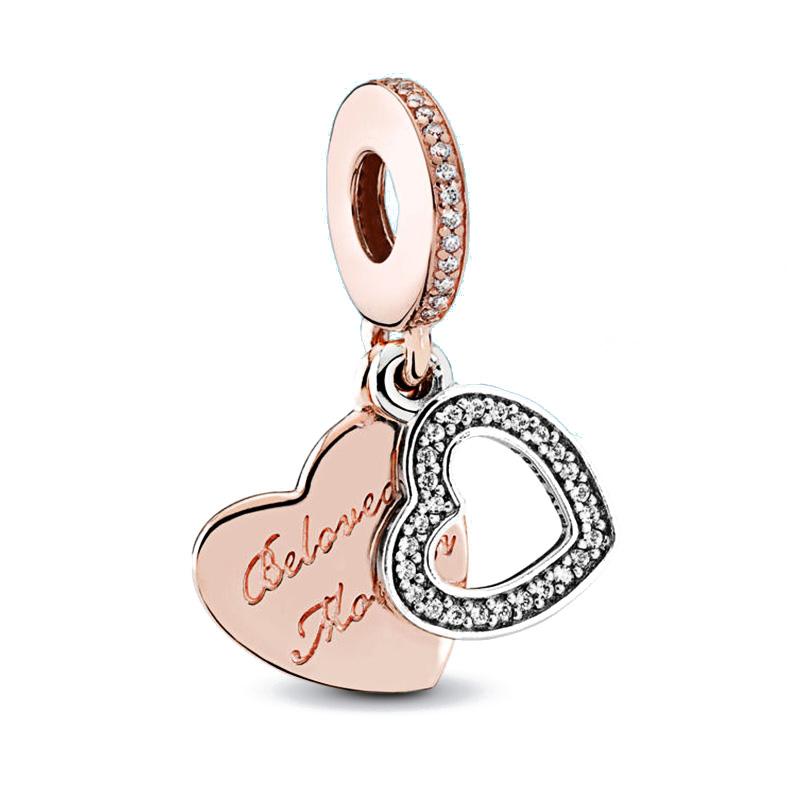 New Copper Rose Gold Lock Love Bow Tree Safety Buckle Charm Bead Fit For Bracelet Necklace Diy Women'S Boutique Jewelry