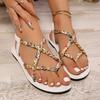 20252025 Europäisches und amerikanisches Farbmatching Seilknoten-Set Zehenstrand leicht Außenhandel Übergröße Damen flache Damen Sandalen