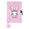 Diary with Padlock for Girls, Plush Pink with Rabbit, Notebook