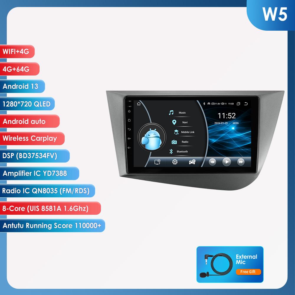 OSSURET Intelligent Snapdragon 6115 Car Radio for Seat Leon MK2 2005-2012 Intelligent Systems Carplay GPS Navigation Stereo Android Auto 2din BT 4G