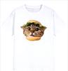 Women Cute Big Eye Meme T Shirt Cat In Burger Print Short Sleeve O Neck Casual Tops Black White Summer Vintage Daily Wear Oversize Tee