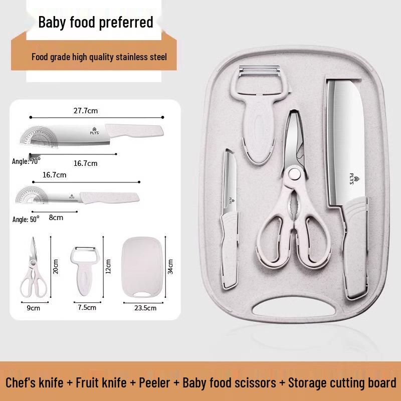 Two-in-One Cutting & Chopping Board with Knife Set for Vegetables and Fruits - Ideal for Baby Food Prep