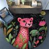 Pink Leopard Round Area Rug,Carpet Rug for Living Room Bedroom Sofa Playroom Decor,Non-slip Floor Mat