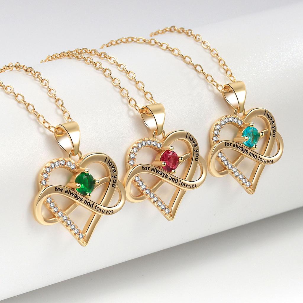 Fashionable Zircon Heart Large 8 I Love You Letter Necklace Women's Versatile Jewelry