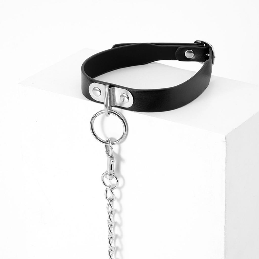 Adjustable Neck Strap Comfortable PU Collar with Clear Sounding Bell/O-Ring and Reliable Leash Jewelry for Adult Games