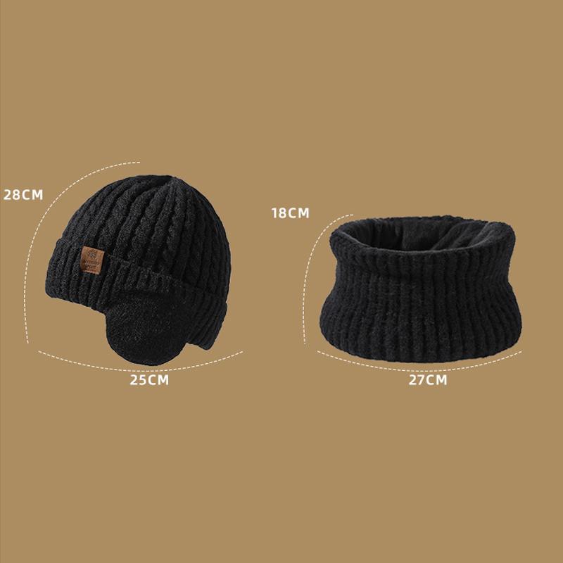 Winter Men's Women's Knitted Hat Scarf Two-piece Twist Ear Protection Warm Cap