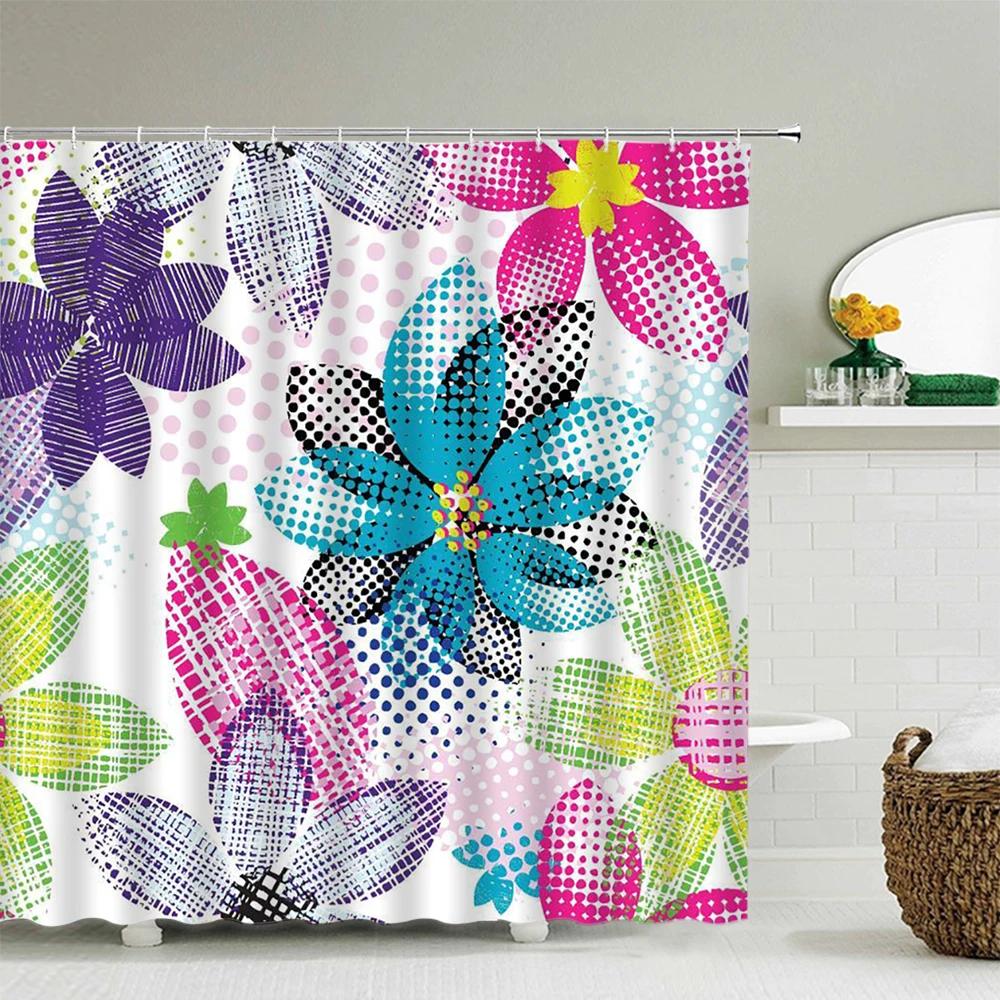 Sunflower Flower Shower Curtain Waterproof Bathroom 3d Printing Polyester Fabric Leaves Plant Shower Curtain With 12 Hooks Set