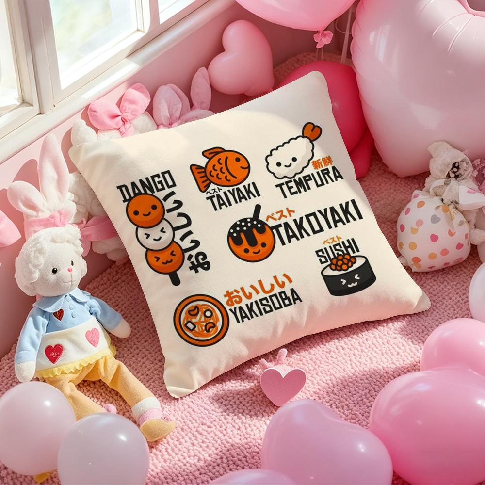 Takoyaki Japanese Food Cushion Cover Pattern Printed Pillowcase for Living Room Sofa Cushion Cover & Bedroom Decor