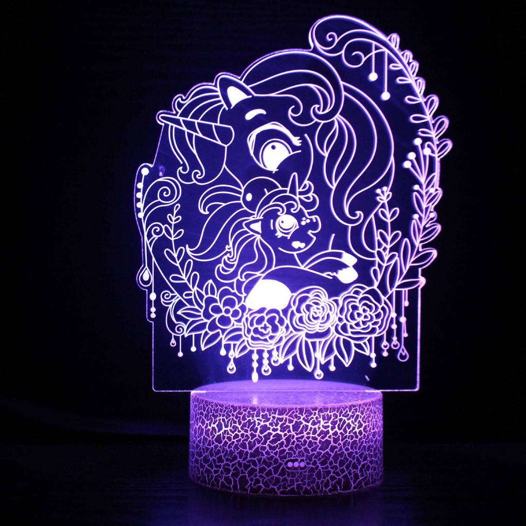 Acrylic Unicorn Night Light with Remote and Touch Control