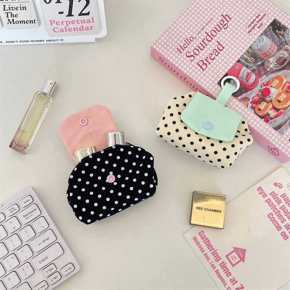 Cute Earphone Bag Plaid Mini Makeup Bag Multifunctional Floral Organizer Bags Student