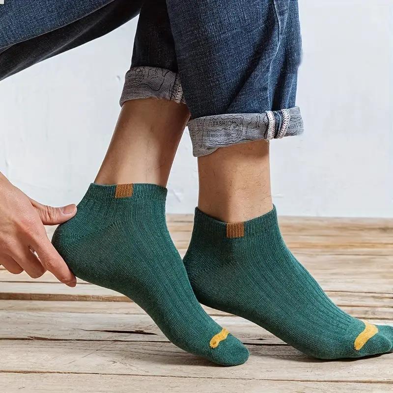 10 Pairs Of Men's Low Cut Ankle Socks, Anti Odor & Sweat Absorption Breathable Cotton Blend Socks, For All Seasons Wearing