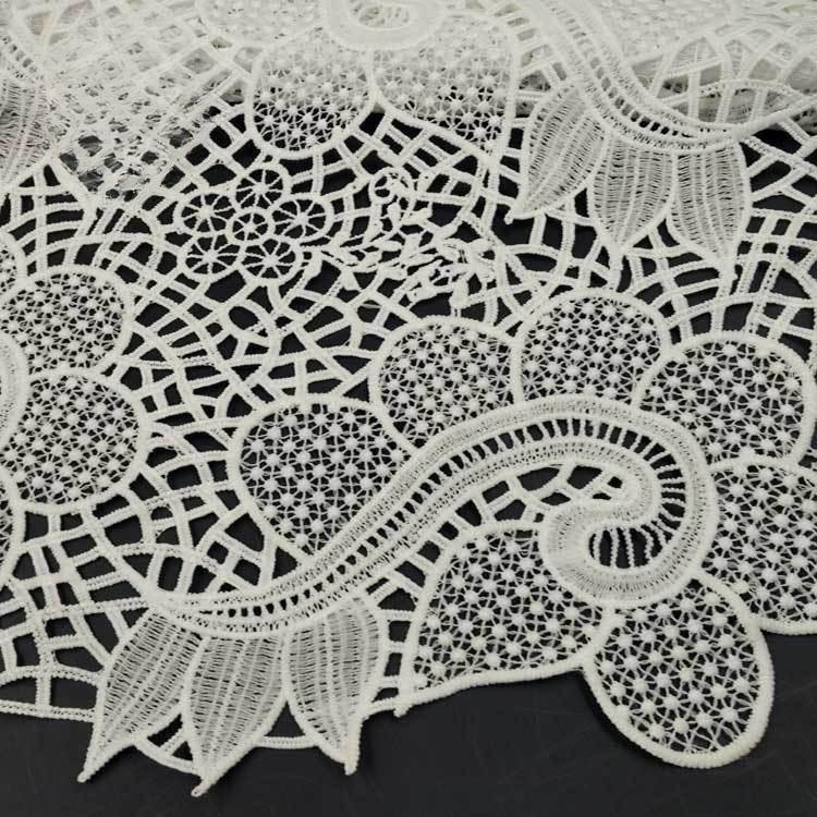 Кружевная ткань, полностью декорированная, растворимая в воде, молочный шелк, трехмерная ажурная вышивка