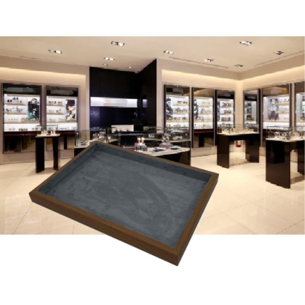 Arm Jewelry Accessory Flat Display Small Item Luxury Dark King's Tray, Case, Tray, Wooden, Tray, Holder, (No Dividers, Gray)