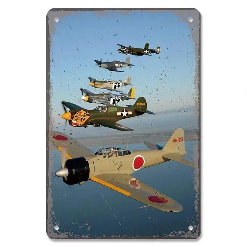 Vintage Flugzeug Poster Metall Blechschilder Dekor Modellflugzeug Meeting Aerien Metallplatte Wanddeko Bar Club